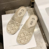 Breakj Slippers Women 2025 New Summer Fashion Wear Mesh Half-Drag Flat Bottom Without A Back And Lazy Cold