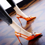 Breakj Fine Heel Women's High Heel High-Heeled Shoes Behind The Empty Sandals French Retro Fashion Single Shoes Mary Treasure