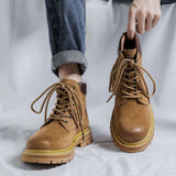 Breakj 2023 Spring And Autumn New Platform Men's Big Head British Style Ankle Boots Help Big Yellow Boot