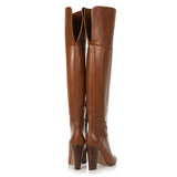 Women's Large Size Brown Thick, High Heels, Knee-Length Boots, Winter Chengdu E-Commerce