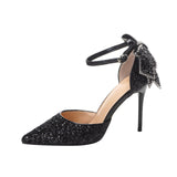 Breakj And Autumn Bride 18-Year-Old Crystal Princess Rite Bowed Men's High Heels Women With Fine Heel