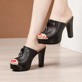 Thick-Heeled, Fashionable Slippers For Women In 2023 Summer New Thick-Soled Waterproof Platform Large Size 4043 Fish Mouth