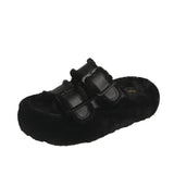 Slippers Female Autumn Winter Soft Bottom Comfortable Indoor Floor Slippers Leather Flat Slippers Outside The