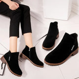 Korean Side Zipper Short Boots Female Low Chelsea Boots Non Slip Frosted Faux Suede Shoes for Women Ankle Boot Size