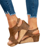 Breakj Summer New Large-Size Lady Thick Bottom Heel Sandals Heel Magic Stick Comfortable And