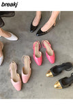 Elegant Mixed Color Slingback Sandals Women Elastic Band Back Strap Flat Ballet New Design Shoes Brand Mule Office