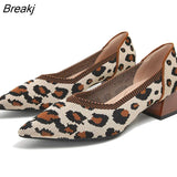 Knitting Single Shoes Women Spring And Autumn Pointed Toe Low-Heeled Shoes Simple Woman