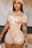 Solid Color Short Sleeve Crop Top and Pockets Biker Shorts 2 Pcs Set Sexy Slim Summer Fashion Outfit Casual