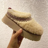 Boots With Fur Women's Rubber Shoes Rain Flat Heel Australia Plush Lolita Snow Leather Med Ladies Basic Ethnic Slipper