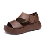 Breakj New Roman Sandals 2023 Retro Platform Increased And Light Open Toe Side Empty Velcro Fashion Casual