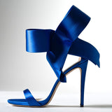 Summer New Super-Large Bow With High-Heeled Lady's Sandals Sold Directly To The