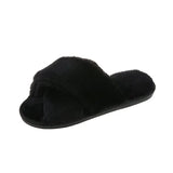 Breakj And Winter New Big Rabbit Velvet Cross With Couple Floor Cotton Slippers Indoor Warm Anti-Slip Cotton