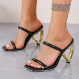 Breakj Summer Word Gold-Shaped High-Heelish Slippers Women's Fashion Cool Drag Large