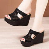 High Heel Slippers For Women In Summer 2023 Fashion Wear Muffin Thick Soles Waterproof Table Large Fish Mouth Women's