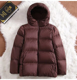 New Ultra Light Hooded Short Jacket Women 90% White Duck Down Coat Casual Windbreak Parkers Lightweight Warm Snow