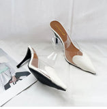 Breakj Net Red Fashion Sharp Transparent Shallow Slippers With Women's High