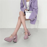 High Root Shoe Female 2023 Summer Retro Mary Jane Square Root Women's Shoes Color Matching Shallow Mouth Beaded High