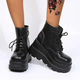Breakj Base Large-Size Short-Coel With Martin Boots Girl Slope And Patent Leather High And Thin Leather Boots