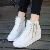 Spring And Autumn New Style Women's Shoes Round Head, Thick Soles, High Uppers, Lace-Up Casual Sports