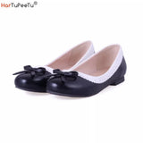Size 34~51 Ballet Flats Women Autumn Spring 2023 Mixed Colours Patchwork Casual Loafers Bow PU Leather Slip on Basic