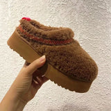 Boots With Fur Women's Rubber Shoes Rain Flat Heel Australia Plush Lolita Snow Leather Med Ladies Basic Ethnic Slipper