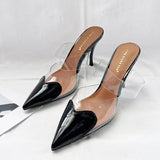 Breakj Net Red Fashion Sharp Transparent Shallow Slippers With Women's High