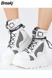 New Gothic Style Platform Vampire Cosplay Women Mid-calf Boots 2023 Winter Wedges Comfy Women Motorcycle Boots