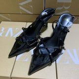 Breakj Spring New Cross-Scutter Buckle High Heel Sandals Fine Heel Stumbling Belt Daily Wear