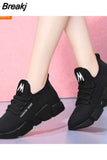 Style Casual Women's Sports Vulcanize Shoes Mesh Breathable Flying Woven Soft Sole Walking Platform Sneakers Women Tennis