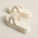 Breakj High-Level Pearl Slippers Women's Summer Net Red Explosion Wearing Small Fragrant Wind Thick-Bottomed Drag Fashion Cool