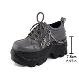 Breakj Babes Rock Dark Punk Round Head Height Tie With Thick-Soled Pine Pastry Shoes Sub-Cultural Small Leather
