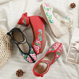 Breakj Heels Single Shoes Dance Shoes Embroidered Cloth Shoes Inside The High Slope And Spring And Autumn Women's Shoes Ethnic