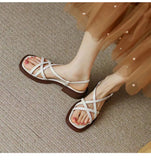 Breakj Head Beauty Flat Shoes 2025 Summer New Cross-Tieing Solid Color Women's Shoes Korean Version Of Temperament Fashion