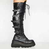 Breakj New Large-Size Leisure High-Heeled Boots Children's Slope And T-Encoded Belt Buckle Over Knee