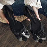 Women Shoes Butterfly-knot Pumps Summer Drill Ladies Pointed Toe Shallow Jelly Shoes Low Heel Office Female