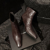 2024 New Niche Show Thin High With Small Square Head Thick Heel Martin Boots Female Sheepskin Black Ankle Boots