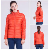 New Autumn Winter Women Ultra Light White Duck Down Jackets Candy Color Slim Short Design Warm Down