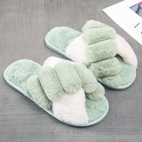 Women Slippers Faux Fur Warm Shoes Women Slip on Flats Female Floor Slides home furry slippers Indoor House Flip