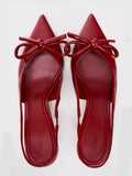 Breakj Spring And Summer New Solid Color Bag Head Bows Fine Heel Sharp Sleeker Women's