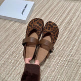 Breakj The Fall Of 2025, The New Retro Leopard Light-Stiped Mary Jane Single Shoe Women's Flat Base With Soft-Bottomed Birken Women's