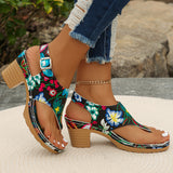 Breakj Word Drag Large Code 2025 Summer Flower Embroidered Coarse Heel With Toe High Heels