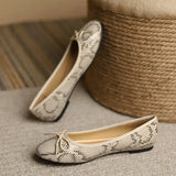 Round Toe Bowtie Flats Woman Foldable Roll-Up Shoes Pocket Loafers Serpentine/Sequins Ballerinas Ladies Dress