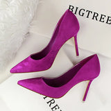 Breakj Korean Version Of Fashion Simple Thin With High Heel Shallow Pointed Suede Sexy Thin Professional OL Women's Singles