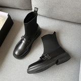 Breakj Temperament With Thin Socks Boots 2025 Autumn And Winter New Martin Boots Knitted Elastic British Low