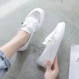 Women Spring Summer Flats Sneakers Mesh Breathable Lace Up Tennis Casual Light Hollow Sapatos Femininos White Comfort