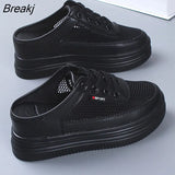 Slippers Women's Mesh Surface Hollowed Summer Versatile Student Bones Outdoor Breathable Closed Toe Mesh Casual Shoes