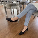 Square Toe Thin High Heel Shoes Women Shallow Elastic Pumps Autumn Shoe For Party Dress Zebra Chaussure Zapatillas