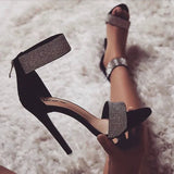 New Open Toe Women's Shoes Hollow Back Zipper Thin Heel Sexy Ultra High Heel Simple