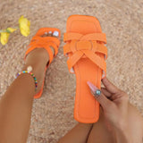 Breakj New Large-Size Flat Bottom One-Word Casual Hollow Beach Shoes Fashion Weaving Women And