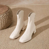 Winter New Women's Naked Boots with Velvet on The Outside for Warm Back Zipper High Heels Comfortable Short Boots for